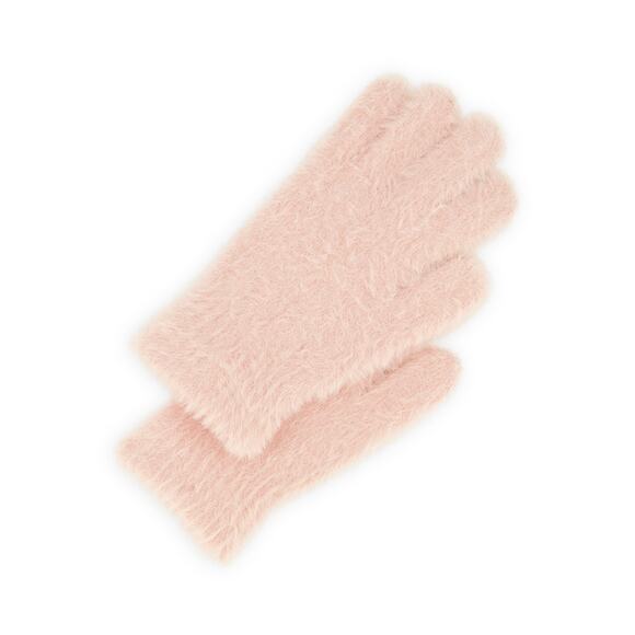 New Fashion Nova Blush Pink Solid Eyelash Knit Gloves Mittens‎ Winter Soft Fuzzy - Picture 1 of 2